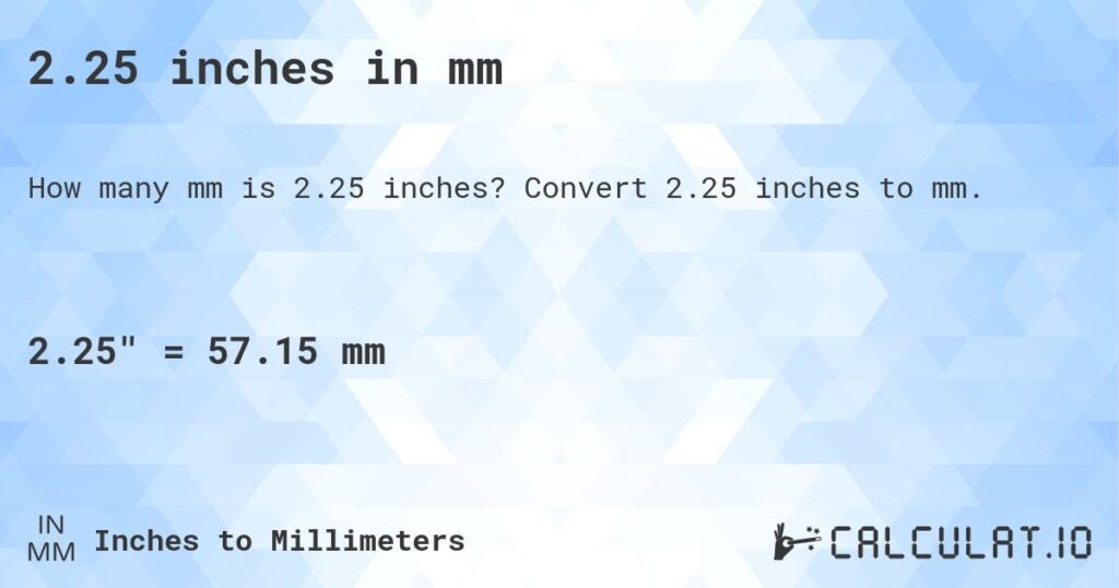 Converting 2.25 Inches To Millimeters Easily